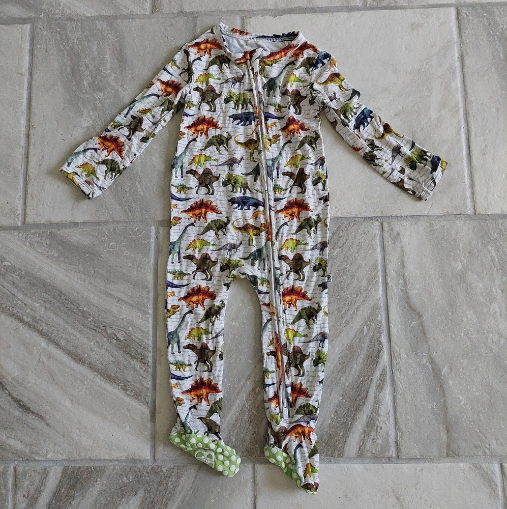 Bums & Roses 12 - 18M Dinosaur Footie Bamboo